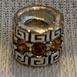 NWOT 925 Silver Greek Key Bracelet Charm w Stones